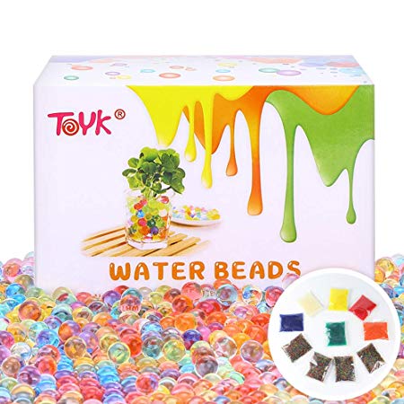 Water Beads Rainbow Mix (100000 beads) Orbeez Spa Refill Sensory Kids Toys Non-Toxic Growing Balls Orbies Ice Jelly Water Gel Beads Splendid Colors for Pool Vases, Plant, Wedding and Home Decor