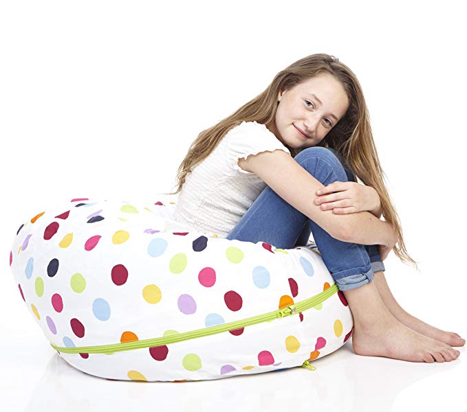 2-Sizes in-1 XXL Expandable Child’s Stuffed Animal Storage Bean Bag Chair Zippered Pouf Soft Toys, Clothes, Blankets, Etc in 4 Stylish Designs. by SMART WALLABY
