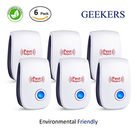 Pest Control Ultrasonic Repellent- Electronic Plug In Pest Repeller- Pack of 6 Repel Spiders, Mice, Rats, Roaches, Spiders and More,Non-toxic Environment-friendly, Humans & Pets Safe