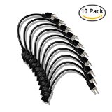 Etekcity 10-Pack Upgraded Power Extension Cord Cable Strip Outlet Saver Lifetime Warranty UL Listed 16AWG13A 3-Prong 1-Foot Black