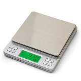 PROINTxp High Precision Digital Scale PTPT3-2000 2000 by 01 Gm with Bright Green Backlit LCD Display and Counting Function Silver