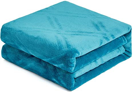 HT&PJ Super Soft Lightweight Flannel Fleece Throw Blanket Microfiber Velvet Cozy Warm Throw Blanket for Living Room (Turquoise Blue,(Throw50 X 60"))