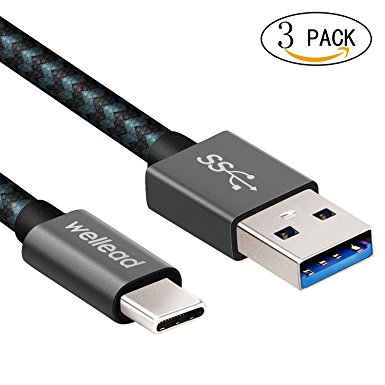 Usb Type C Cable, 3 Pack [3.3ft] wellead Usb C Cable Usb 3.0 Nylon Braided for Samsung Galaxy S8, Google Pixel, Nintendo Switch, Nexus 6p and More