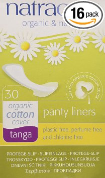 Natracare Natural Panty Liners, Tanga, 30 Count Boxes (480 Liners) (Pack of 16)