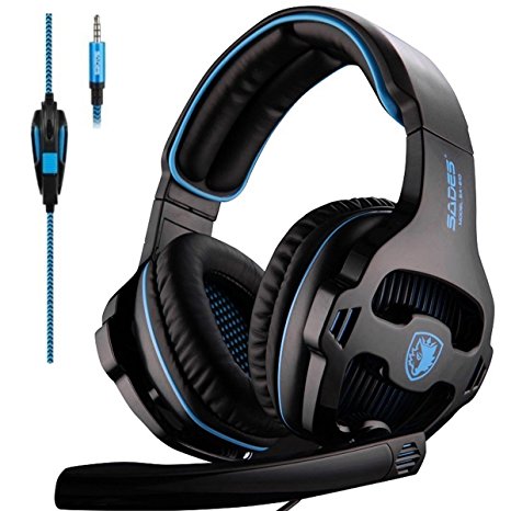 SADES SA810 New Updated Xbox One Headset Over Ear Stereo Gaming Headset Bass Gaming Headphones with Noise Isolation Microphone for New Xbox One PC PS4 Laptop Phone(New black Version)