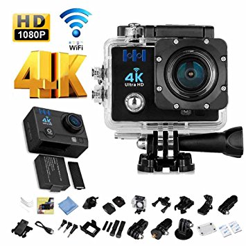 1080P 4K HD Wireless Sports Camera -2" LCD Display 30M Waterproof Sports Action Camera DV HDMI 170 Degree A  HD Wide-angle Lens Video Recorder with Batteries and Accessories Kit