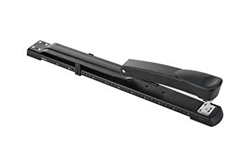 Long Reach Stapler, Full Strip，with Built-in Ruler and Adjustable Locking Paper Guide, Give Away 5, 000 Staples ，20-Sheet Capacity, Black（3351L）