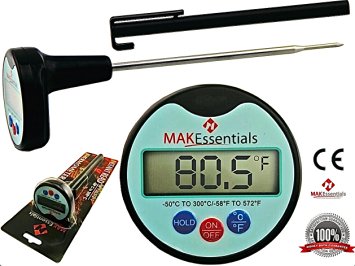 MAK Essentials Instant Read Fast Digital Meat and Cooking Food/BBQ Thermometer Easy and Accurate Reading, Battery Included