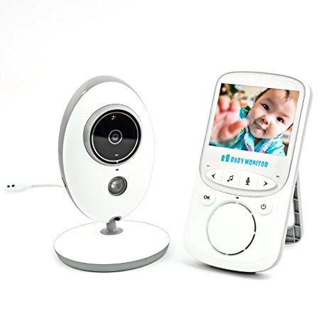 Baby Monitor, Cambond Wireless Video Audio Baby Monitor with Camera Color Screen, Wall Mount or Desktop Stand, Clear Night Vision, 2 Way Audio Speaker, White