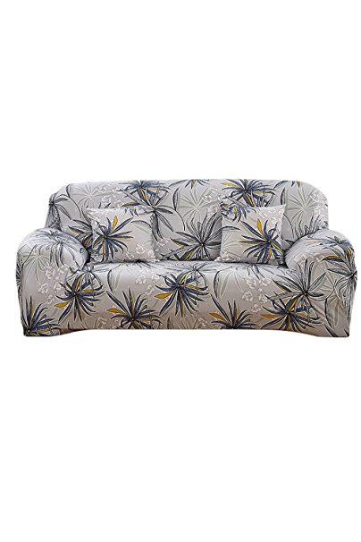 Elvoes Floral Printed Sofa Cover Anti-Slip Elastic Slipcover Stretch Polyester Fabric Soft Furniture Protector Couch Cover (Two seater(57''-72''), Memory Forest)