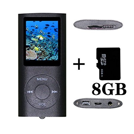 Tomameri Portable MP4 Player MP3 Player Video Player with Photo Viewer , E-Book Reader , Voice Recorder   8 GB Micro SD Card (Black)
