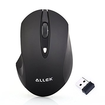 ALLEK® Black 2.4GHz Noise Reduction Wireless Silent Click Mouse with 4 Buttons 3 DPI Levels (1000/1200/1600)