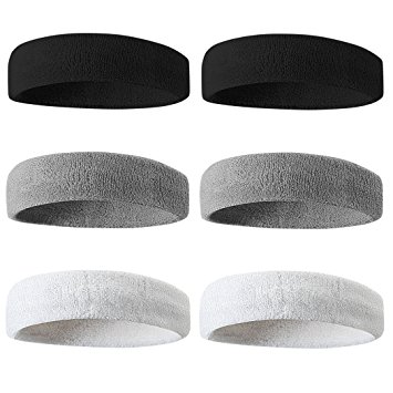 Sweatband Sports Headband / Wristband for Men & Women - 3PCS / 6PCS Moisture Wicking Athletic Cotton Terry Cloth Sweatband for Tennis, Basketball, Running, Gym, Working Out