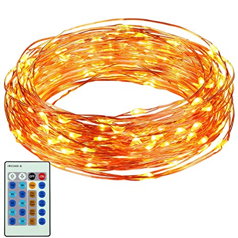 ORIA String Lights, 33 ft 100 LEDs Waterproof and Dimmable with Remote Control Christmas Lights for Christmas, Party, Wedding, Dancing, Homes, Indoor and Outdoor Decorating