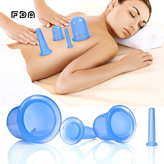 [FDA ]Massage Cupping Cups, Anti Cellulite Vacuum Cups Set Silicone Therapy Cupping Cups, Suction Cup Body Massage, Cupping Massage Kit 4PCS for Face Legs