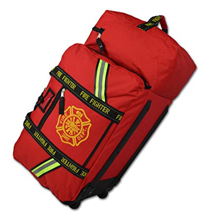 Lightning X Fireman's Value Edition XL Firefighter Step-In Turnout Gear Bag w/ Wheels, Helmet Pocket & Maltese Cross for First Responder