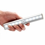OxyLED T-02 DIY Stick-on Anywhere Portable 10-LED Wireless Motion Sensing Closet Cabinet LED Night Light  Stairs Light  Step Light Bar with Magnetic Strip Battery Operated - Silver