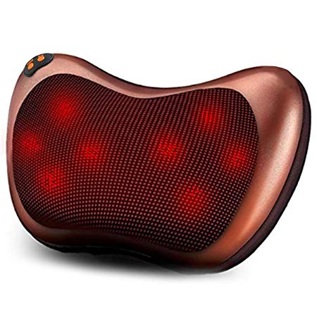 Shiatsu Neck Back Massager Kneading Massage Pillow With Heat for Back, Neck, Lower Back and Shoulder, Massager with 8 Heated Rollers for Stress Relax at Home Office and Car Chair,Adjustable Speeds