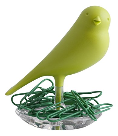 Qualy Nest Sparrow Paper Clip Holder - Green
