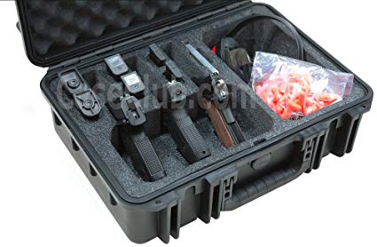Case Club Waterproof 3 Pistol Case & Accessory Pocket with Silica Gel to Help Prevent Gun Rust