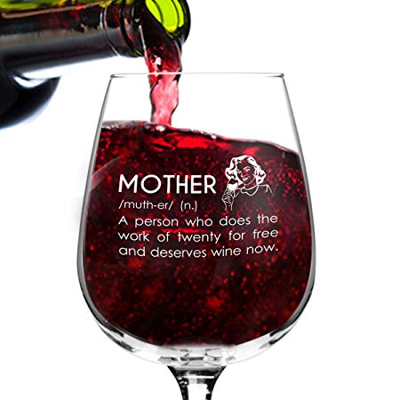 Mother Definition Funny Wine Glass Gifts for Women- Premium Birthday Gift for Her, Mom, Best Friend- Unique Present Idea