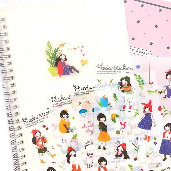 1000Art Cute Korean Stickers Set(12 Sheets) Kawaii Girl Planner Stickers for Journals,Scrapbooking,Planners,Cards,DIY Arts and Crafts