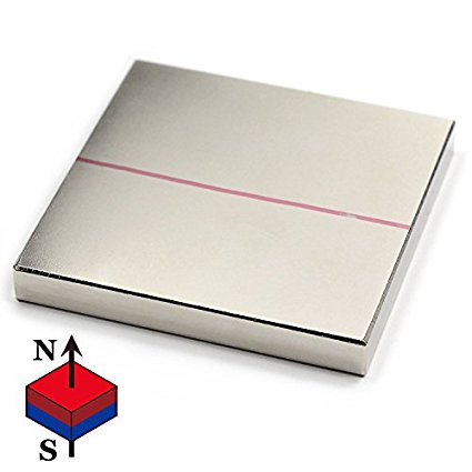 CMS Magnetics Grade N52 Block Neodymium Magnet 2x2x1/4 Inches - One Piece