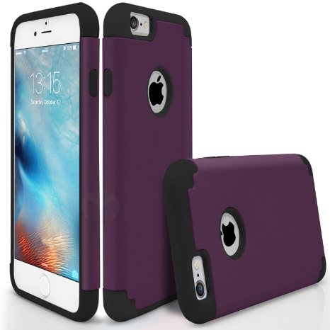 iPhone 6S Case, MagicMobile® Hybrid Thin Armor Protective Case For Apple iPhone 6S Shockproof Rubber Rugged Skin Dual Defender Cover Impact Resistant Case for iPhone 6S (4.7-inch) [Purple / Black]