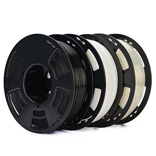 3D PLA 1.75MM Value Pack BLACK/WHITE/CLEAR Plastic 3D Printer Printing Filament, Dimensional Accuracy  /- 0.04 mm, 1KG 2.2LBS