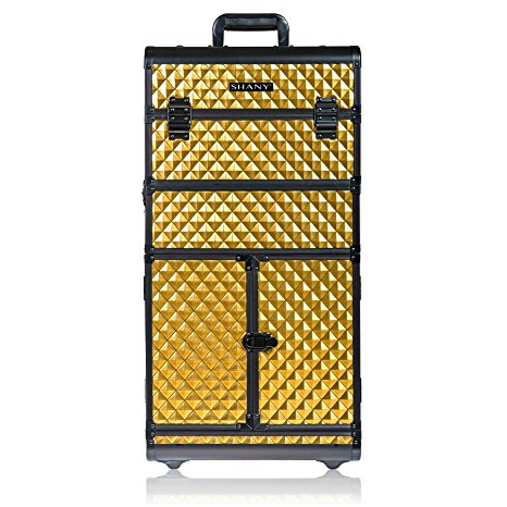 SHANY REBEL Series Pro Makeup Artists Rolling Train Case - Trolley Case - Radiant Gold