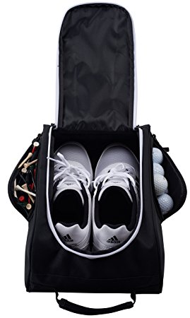 Athletico Golf Shoe Bag - Zippered Shoe Carrier Bags With Ventilation & Outside Pocket for Socks, Tees, etc.