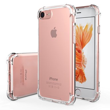 iPhone 7 Case - MoKo Advanced Shock-absorbent Scratch-resistant Cover Case with Transparent Hard PC Back Plate and Flexible TPU Gel Bumper for Apple iPhone 7 4.7 Inch 2016 Release, Crystal Clear
