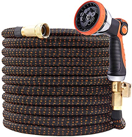 UPGRADED 50ft Expandable Garden Hose,50 Feet Expanding Garden Hoses Extra Strength 3750D Outdoor Flexible Hose Lightweight Yard Hose,Water Hose with Solid Brass Fittings Durable Spray Pattern Nozzle
