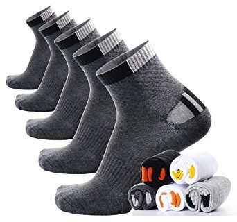 Unisex Socks Cotton 5-Pack Size 7-12 Athletic Ankle