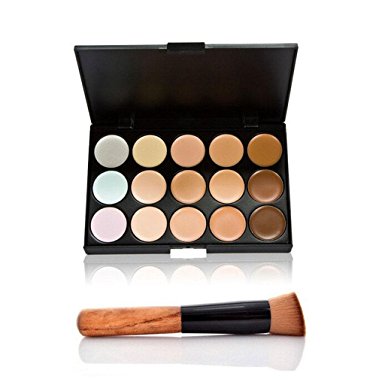 Linkings 15 Colors Concealer Palette kit with Makeup Face Brush Contour Cream, Palette
