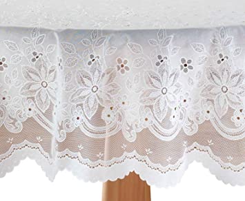 Miles Kimball 70" Round Vinyl Lace Tablecloth