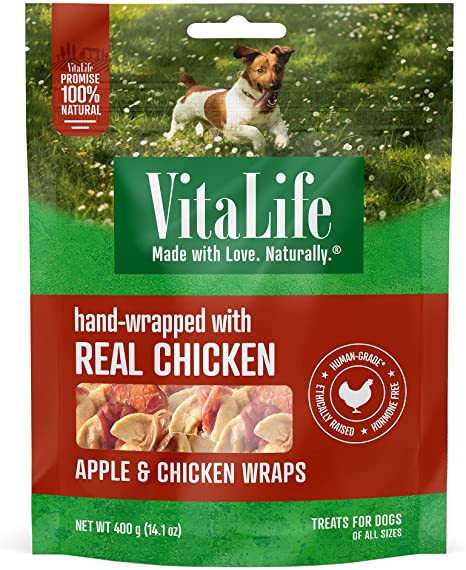 VitaLife 400 g Apple & Chicken Wraps, All Natural Dog Treats