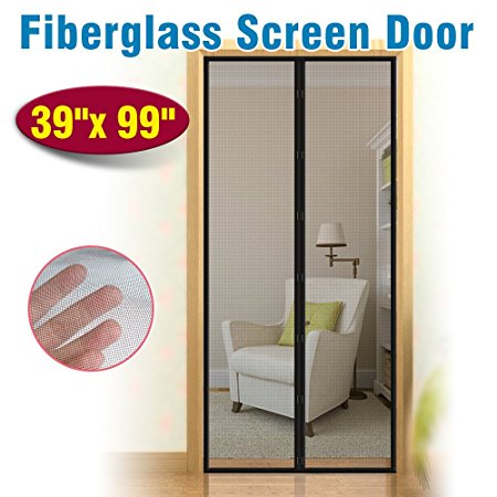 Advanced Durable Fiberglass Mesh Magnetic Screen Door with Full Frame Velcro,Heavy Duty Reinforced Instant Retractable Bug Screen Curtain Fits Doors Up to 36"x98"