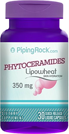 Piping Rock Phytoceramides Lipowheat Skin Hydration 350 mg 30 Quick Release Liquid Capsules Dietary Supplement