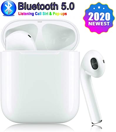 Bluetooth 5.0 Wireless Earbuds Headsets Bluetooth Headphones 【24Hrs Charging Case】 3D Stereo IPX5 Waterproof Pop-ups Auto Pairing Fast Charging for Earphon Huawei Samsung Android Bluetooth Earbuds
