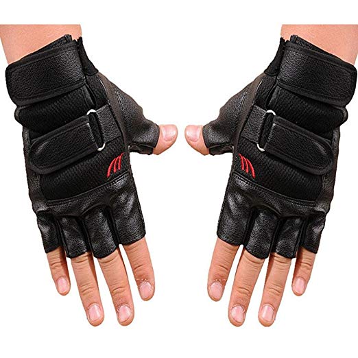 Sports Gloves,Hemlock Mens Gym Exercise Training PU Leather Gloves (Black)
