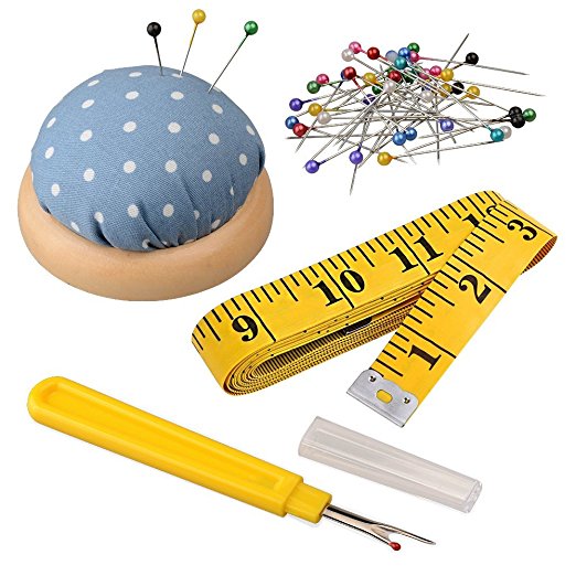 Antkits Sewing Tools Kits Including Seam Ripper, 160 x Multicolor Glass Head Pins, Pin Cushion, and 120 Inch Soft Tape Measure for Sewing Tailor Cloth Ruler