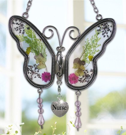 Nurse Butterfly Suncatcher - Pressed Flower Wings - Gifts for Nurses - Nurse Practitioners - Nurse Gifts - Nurse Graduation Gifts