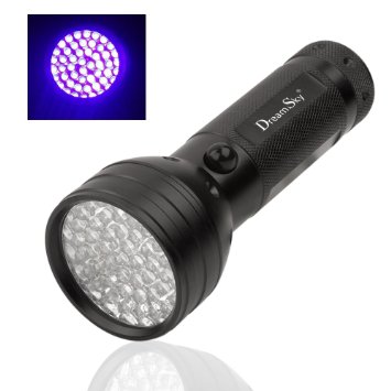 DreamSky 395 nM 51 Leds Ultraviolet Black Light Flashlight, Use For Spot Scorpions, Pet Urine Detect, Counterfeit Money, Bed Bugs, Minerals, Leaks