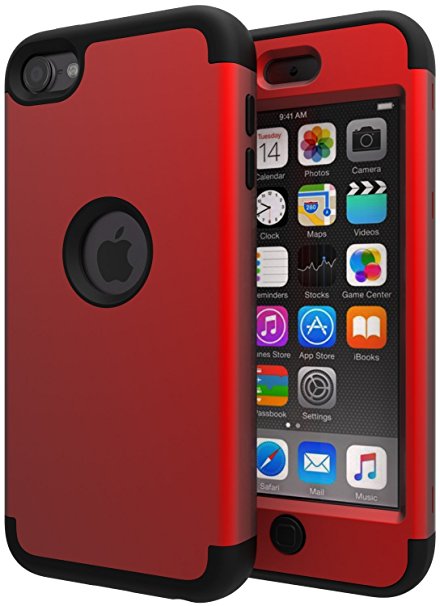 iPod Touch 5 Case,iPod Touch 6 Case,KZONO Heavy Duty High Impact Armor Case Cover Protective Case for Apple iPod touch 5 6th Generation (Red Black)