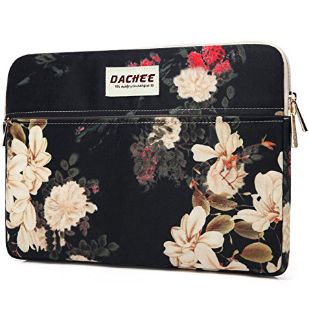 Dachee White Flowers Pattern 13 inch laptop sleeve with pocket 13 inch 13.3 inch laptop case macbook air 13 case macbook pro 13 sleeve