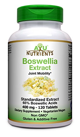 AyuNutrients Boswellia (65% Boswellic Acids) Caplets -Highest Potency and Purity on the Market - Joint Support,GI tract & Cell Health (400 mg - 120 Count)
