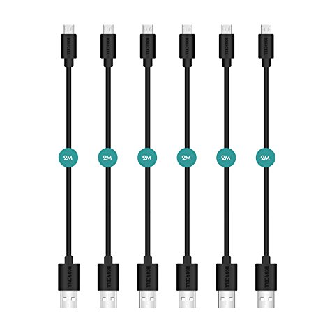 Bonacell Micro USB Cable 6 Pack Micro USB 6ft Premium Android Cable USB 2.0 A Male to Micro B 2M Sync and Charging Cable for Android Smartphones