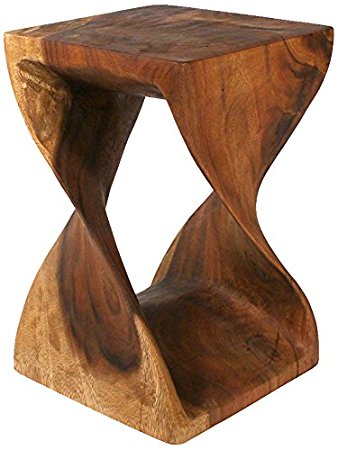 Strata Furniture Twist Stool, 12 by 18-Inch, Walnut