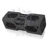 Bluetooth Speakers Waterproof IPX4 Bluesim Portable Outdoor Sport Boombox NFC Wireless Bluetooth Speaker Ultra Bass Boosterpower Crystal-clear Soundsubwoofer Sound Effectbuilt in Mic for Calls and Rechargeable Battery for iPhone 6 6Plus iPad Air Samsung Galaxy S6 S6 Edge LG G3 Nexus 54 and most Android Phones and Tablets Laptop PC- Black
